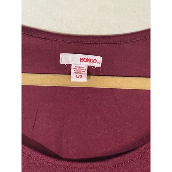 bongo long sleeve shirt red floral sheer swoop neck polyester blend large READ - Picture 2 of 11